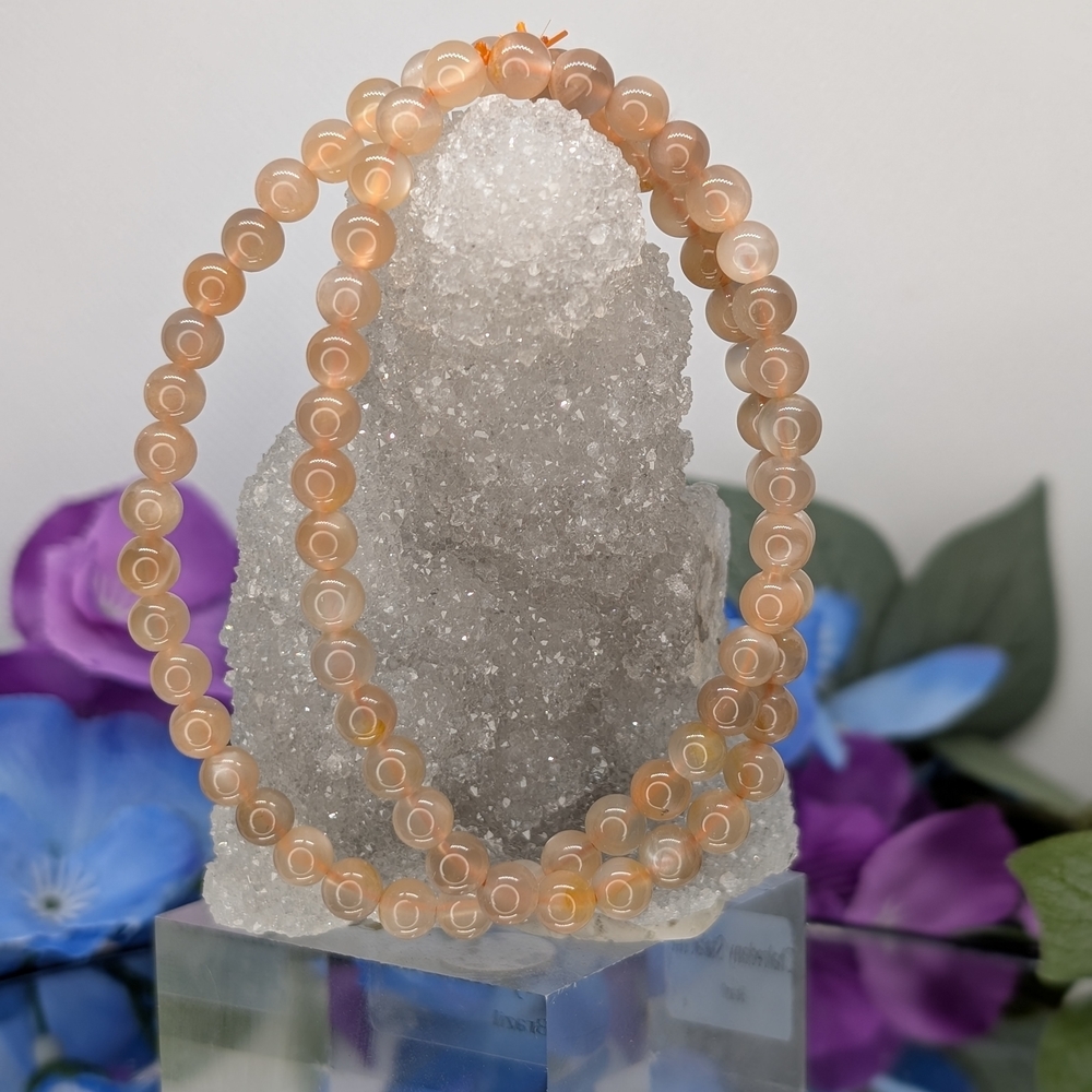 Peach Moonstone Double Loop Bracelet- 5.5mm